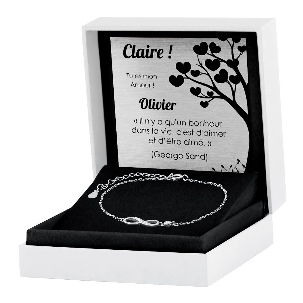 Pulseras de plata de Murrano con grabado del símbolo infinito para una amiga