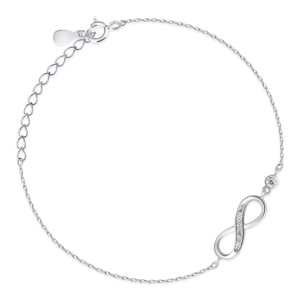 Pulseras de plata de Murrano con grabado del símbolo infinito para una amiga