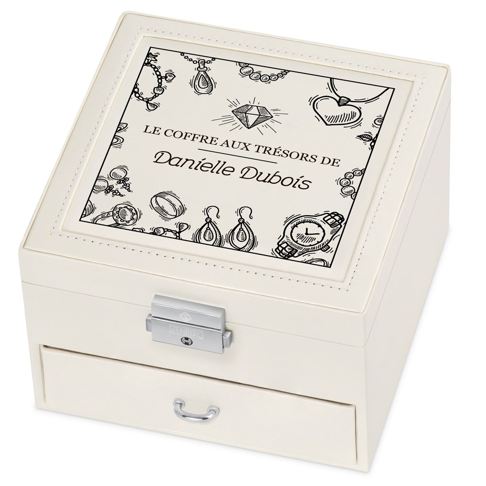 Cajón de joyas beige Murrano con impresión para cumpleaños