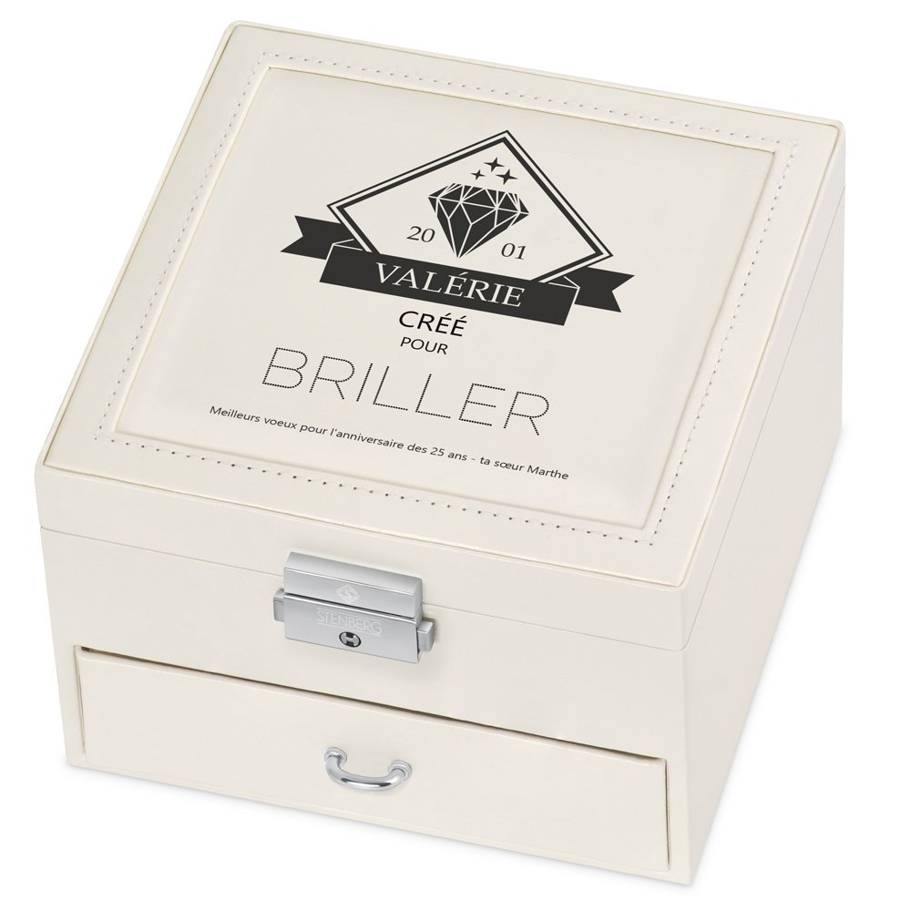 Caja de joyas personalizada Murrano - Beige para el cumpleaños número 25 de su hermana