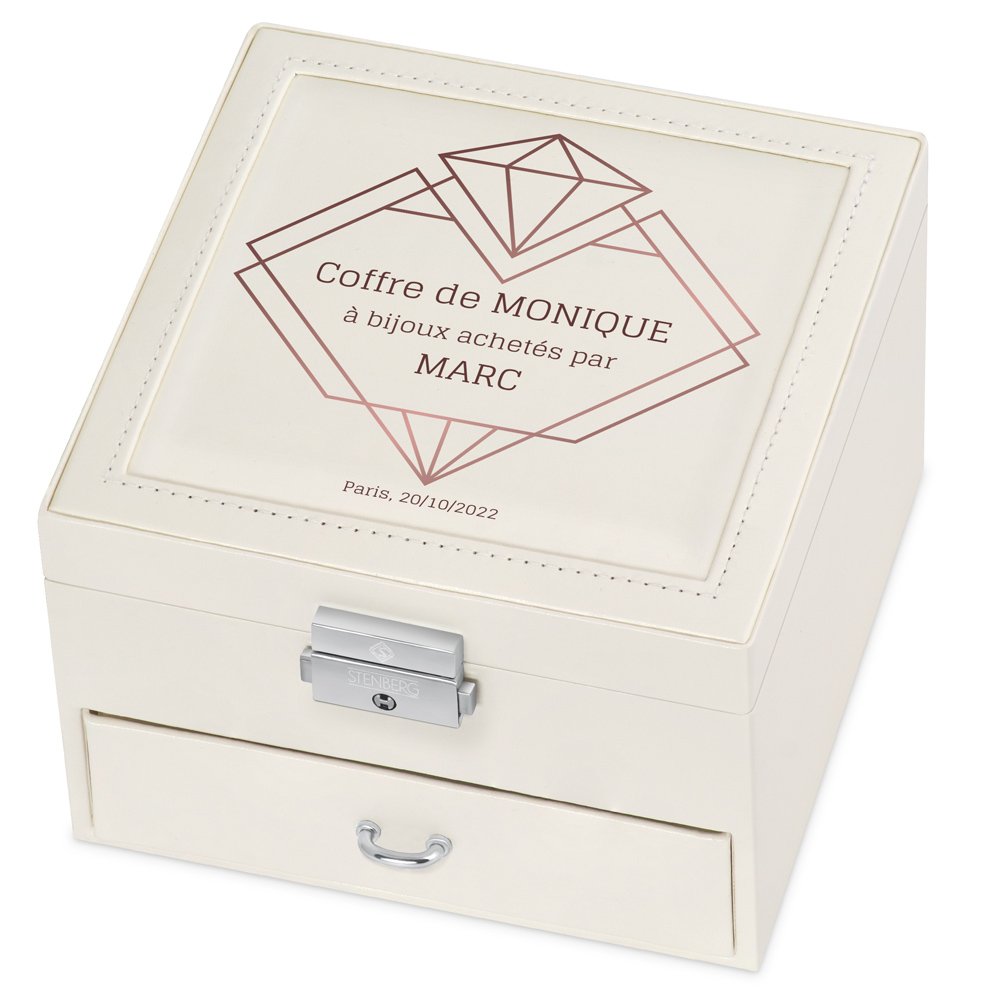 Murrano Personalized Beige Jewelry Box for Women - Wedding Anniversary Gift