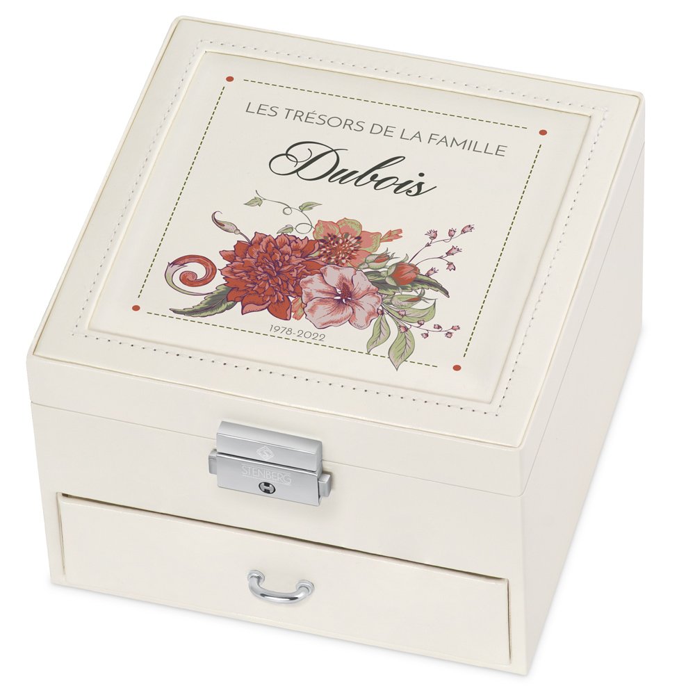 Cajón de joyas beige de Murrano con impresión para regalo de aniversario de boda