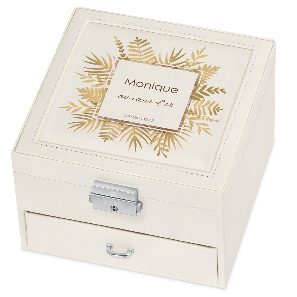 Cajón de joyas beige Murrano con impresión para aniversario