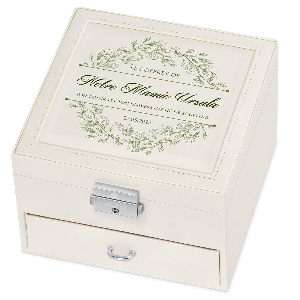 Caja de joyas personalizada beige de Murrano para la abuela