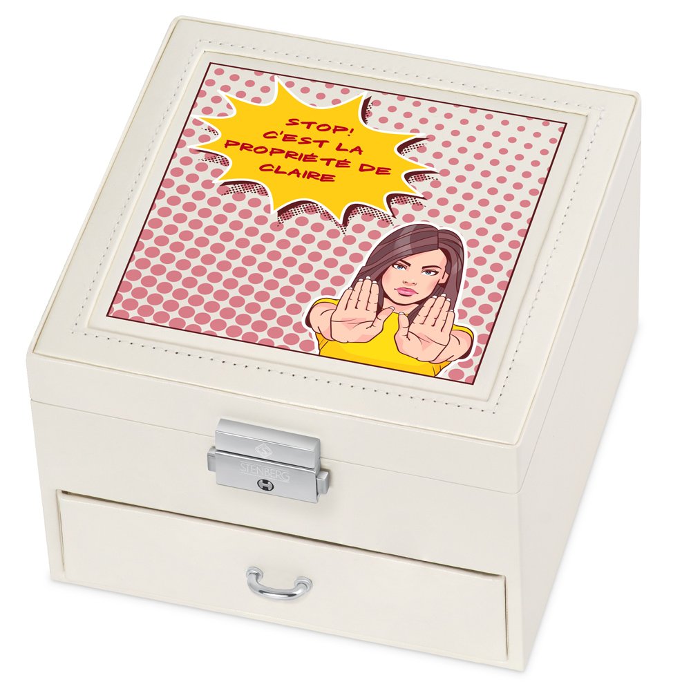 Caja de joyas personalizada Murrano - Regalo de cumpleaños para hermana en beige