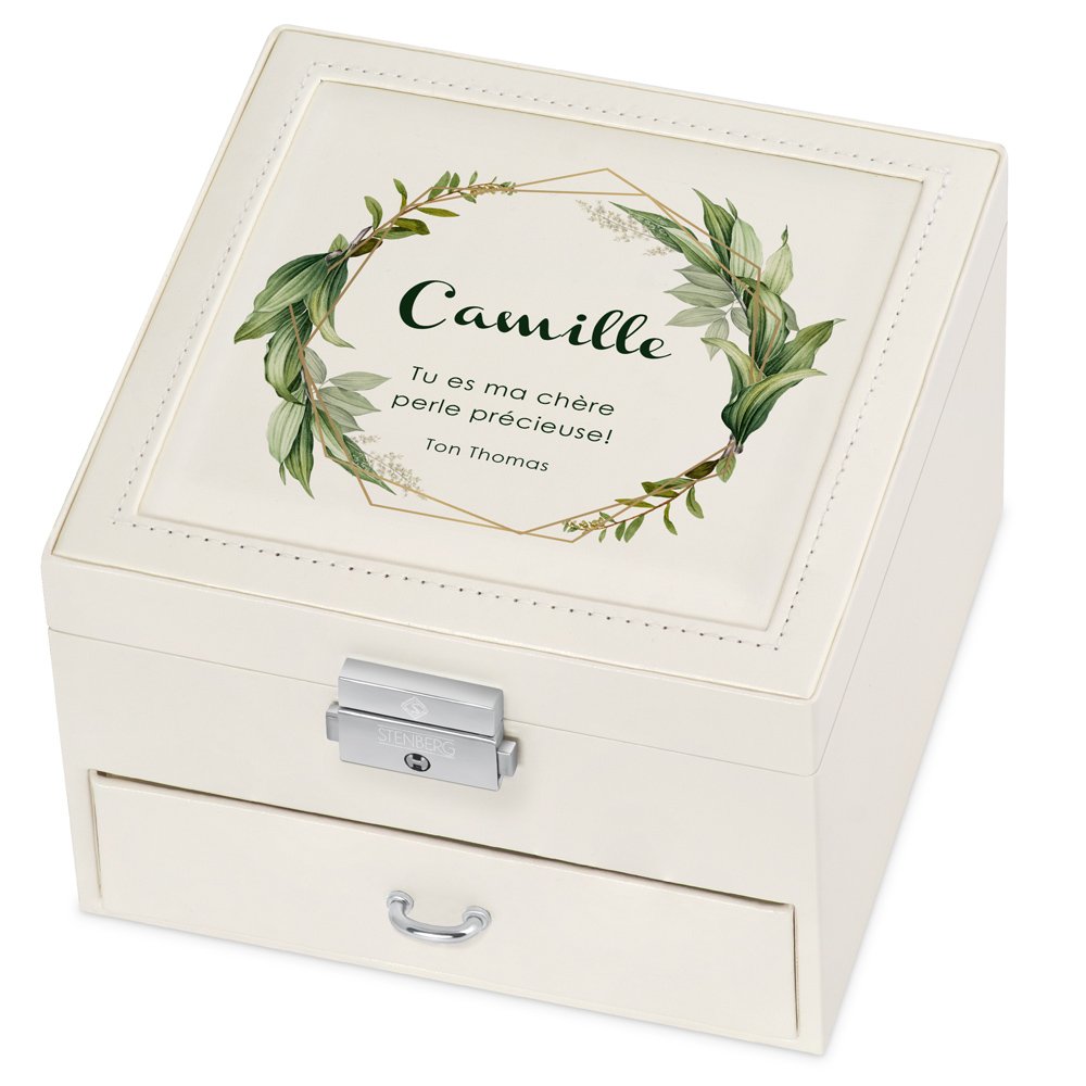 Caja de joyas Murrano beige con impresión para mujeres - Regalo de Día de San Valentín
