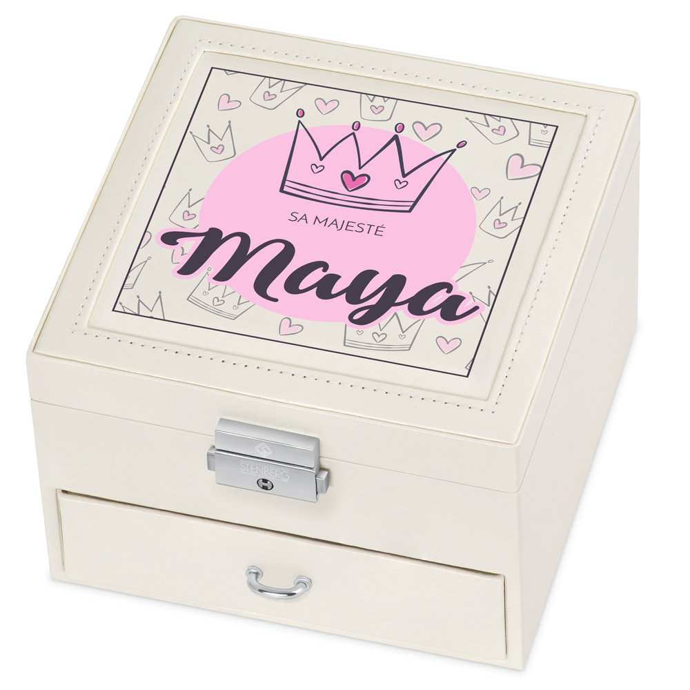 Cajón de joyas Murrano beige con impresión para una niña