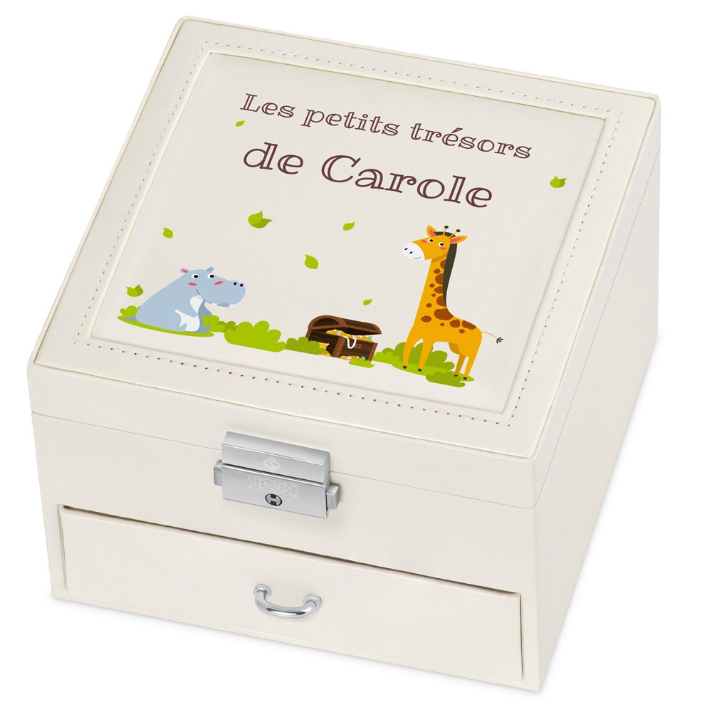 Cajón de joyas beige personalizado de Murrano para nieta