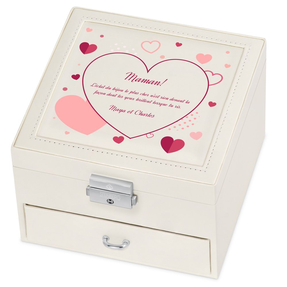 Caja de joyas personalizada beige Murrano para el Día de las Madres