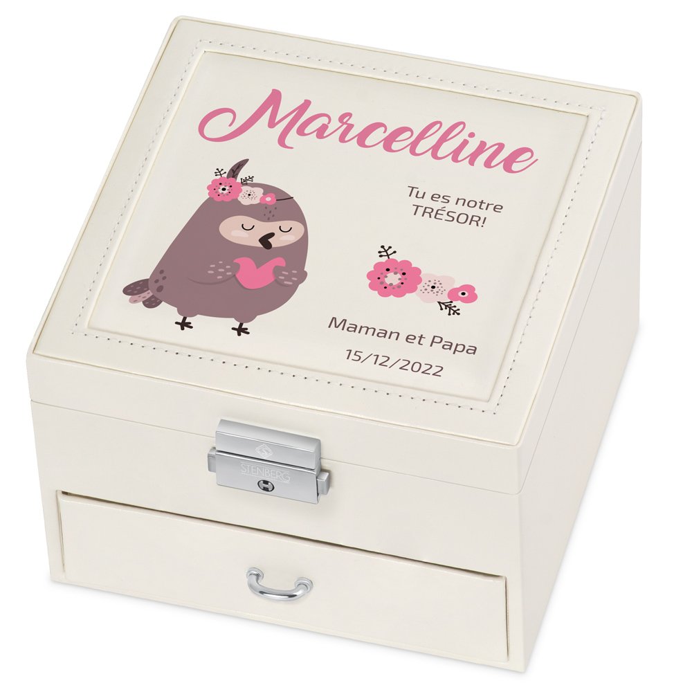 Caja de Joyas Beige Personalizada de Murrano para el Cumpleaños o Navidad de una Niña