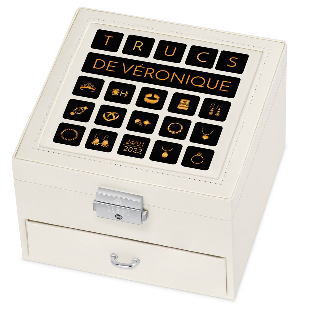 Caja de joyas beige personalizada de Murrano para ella