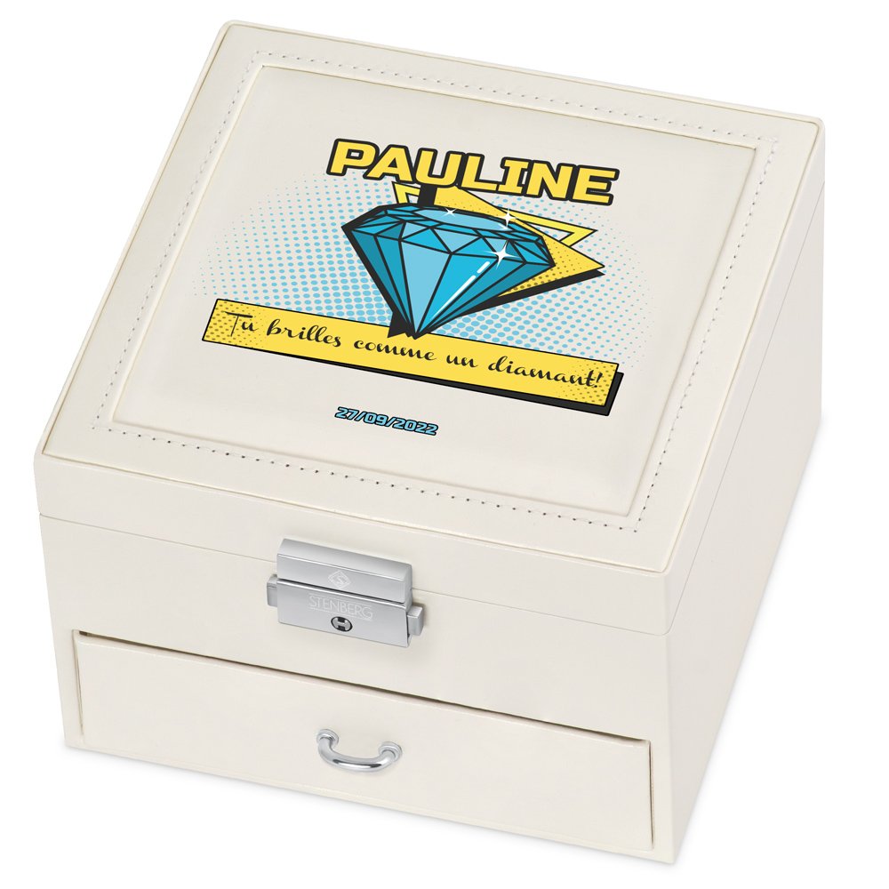 Caja de joyas personalizada Murrano - Beige para el Día de San Valentín