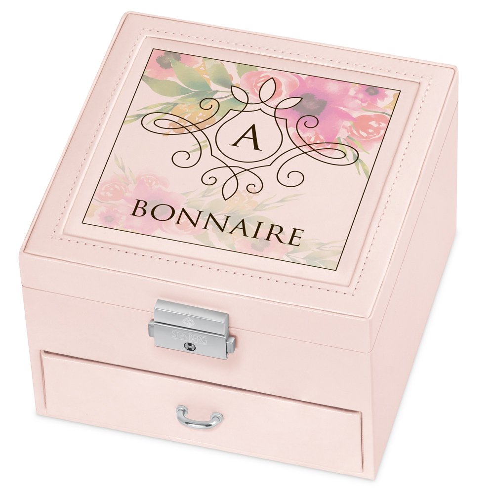 Cajón de joyas rosa personalizado Murrano