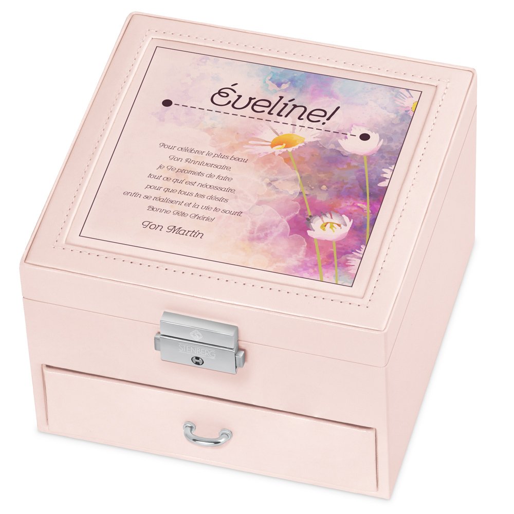Cajón de joyas personalizado Murrano - Rosa para el cumpleaños de una esposa