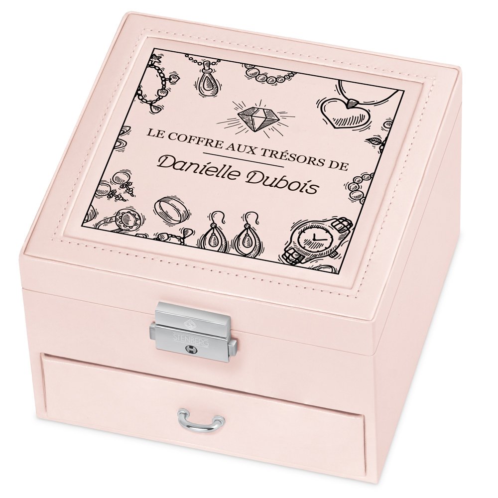 Cajón de joyas personalizado Murrano - Rosa para el cumpleaños de su suegra