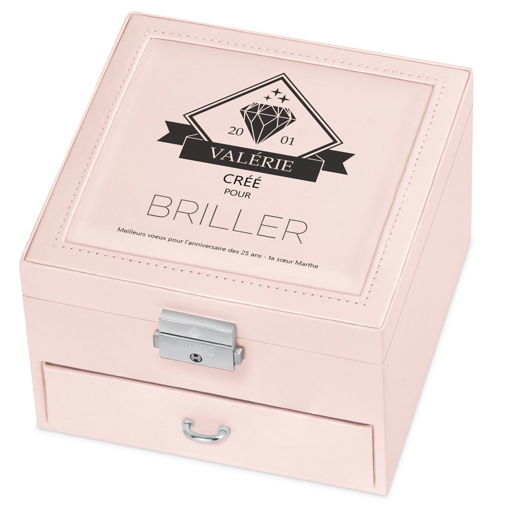 Caja de joyas personalizada Murrano - Rosa para el cumpleaños número 25 de su hermana