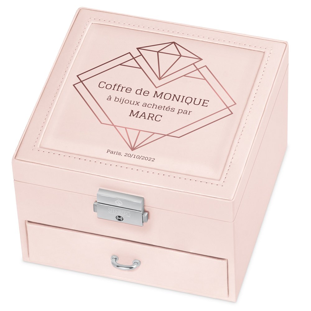 Caja de joyas personalizada Murrano - Rosa para el Día de San Valentín