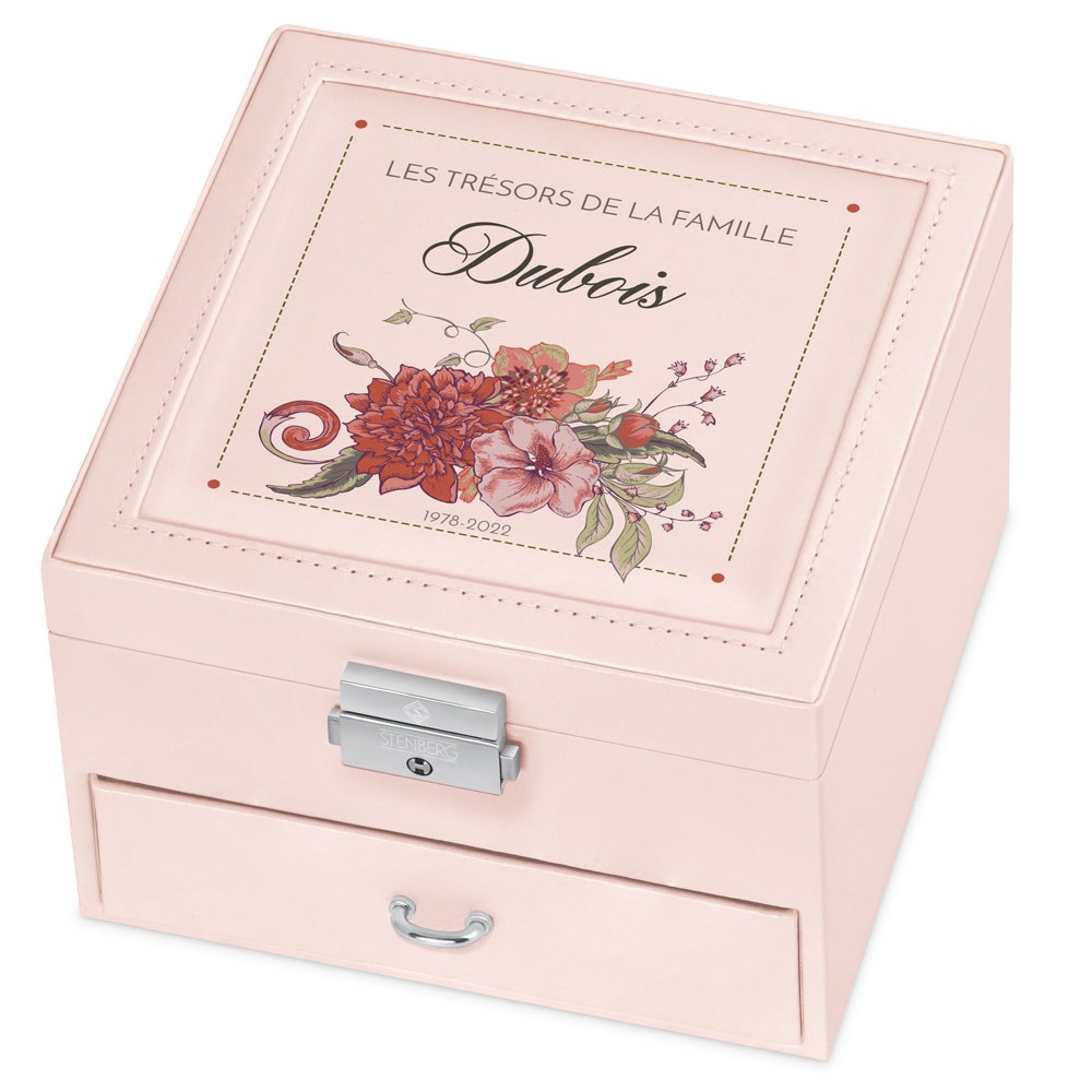 Caja de joyas rosa personalizada Murrano para regalo de aniversario de bodas para amigos