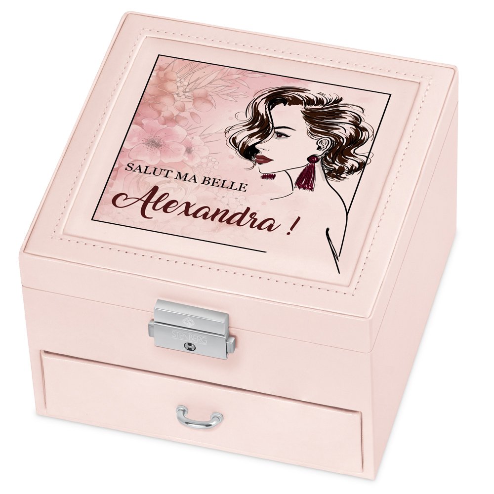 Cajón de joyas personalizado rosa Murrano para ella