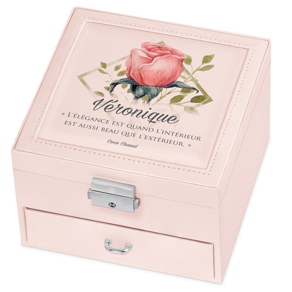 Cajón de joyas personalizado Murrano - Rosa para el cumpleaños de una amiga
