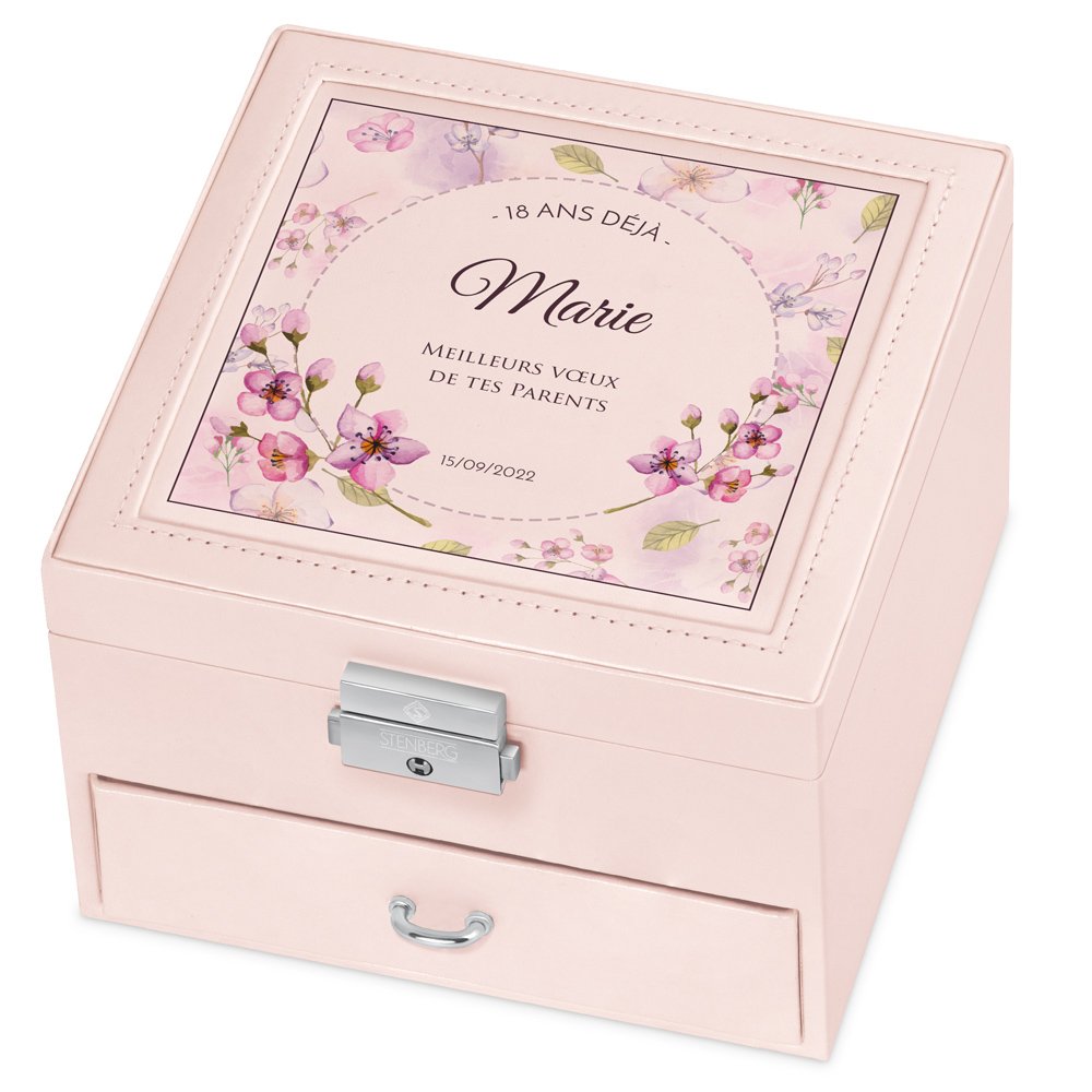 Caja de joyas rosa personalizada Murrano