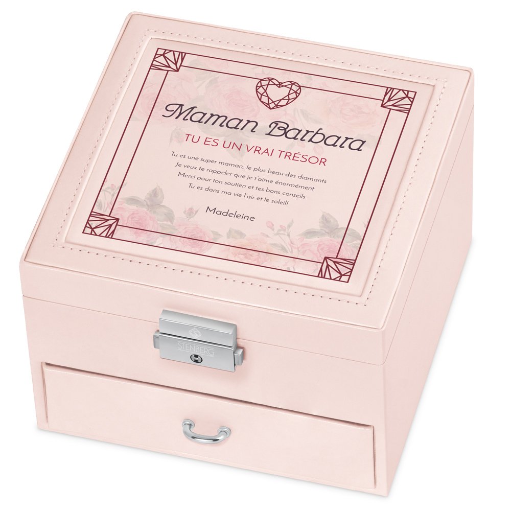 Cajón de joyas personalizado Murrano - Rosa para el cumpleaños de mamá