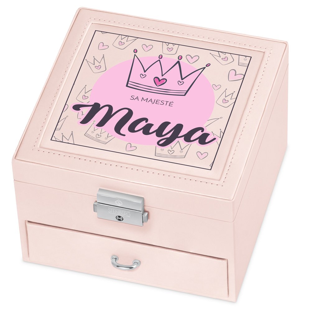 Boîte à bijoux rose Murrano avec impression pour anniversaire ou Noël