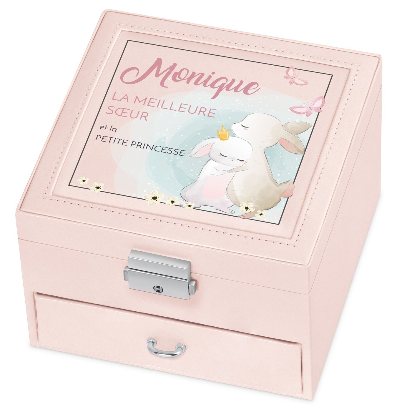 Caja de joyas personalizada Murrano - Regalo rosa para el cumpleaños de mi hermana