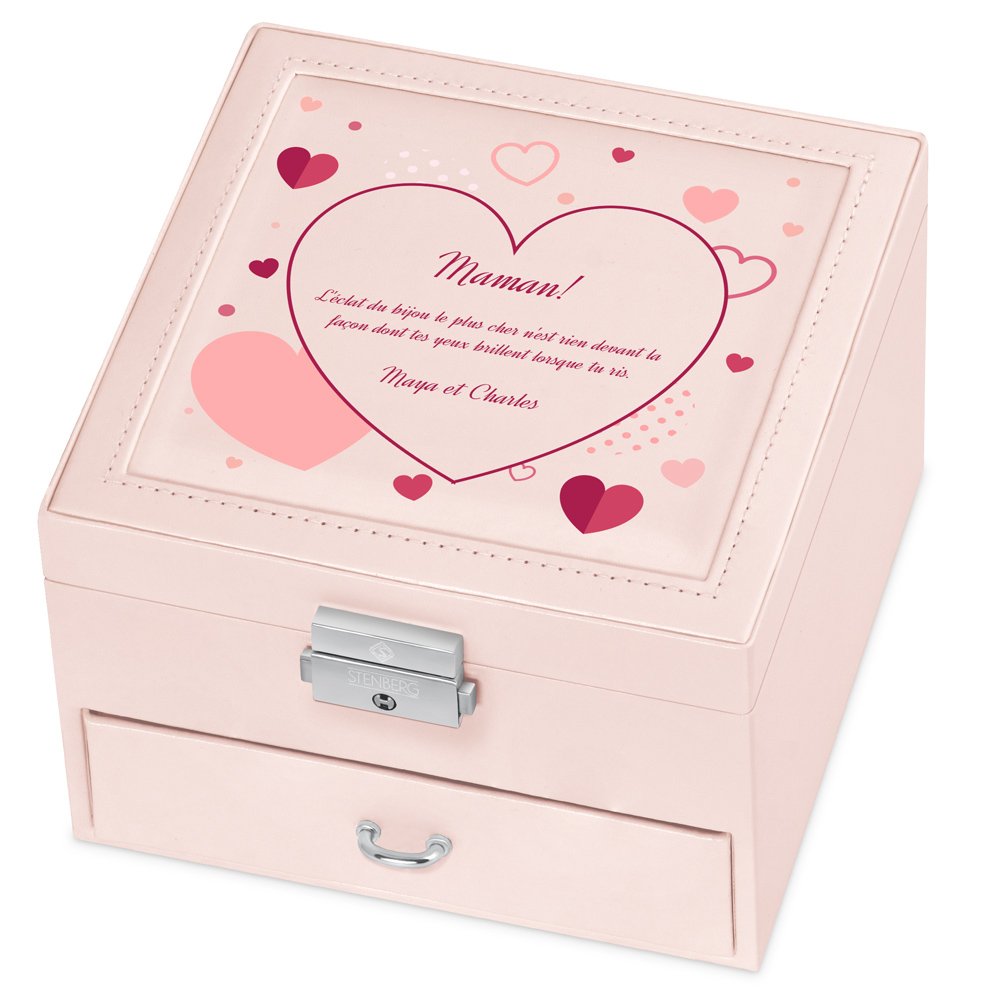 Cajón de joyas rosa Murrano con impresión para el Día de las Madres