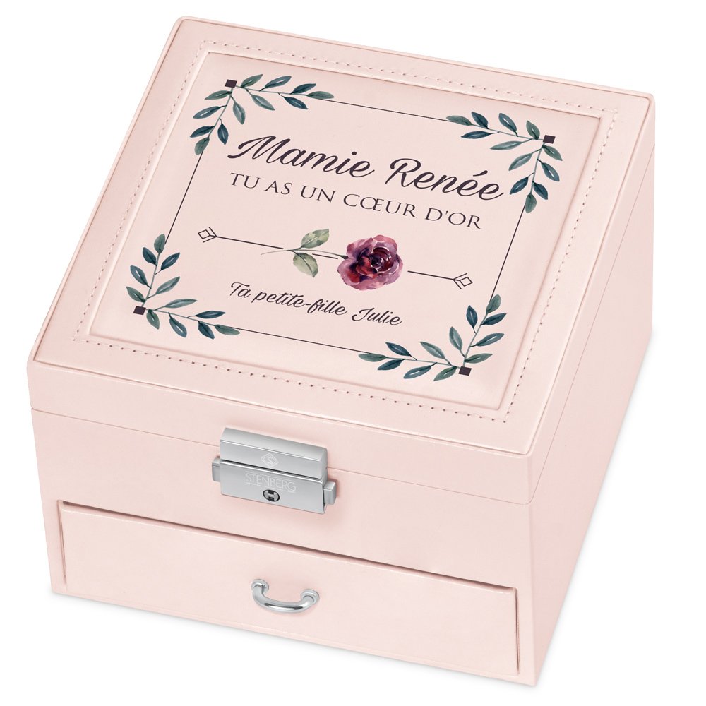 Caja de joyas personalizada Murrano - Rosa para el Día de las Abuelas