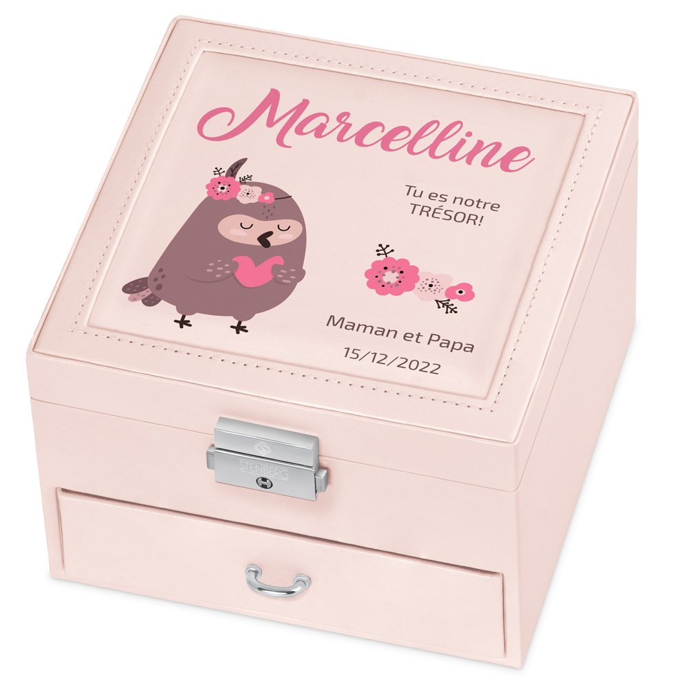 Caja de joyas rosa Murrano con impresión para cumpleaños o Navidad