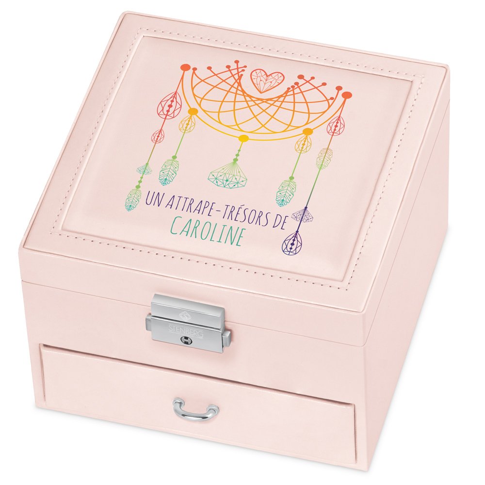 Caja de joyas rosa Murrano con impresión para regalo de cumpleaños mujer
