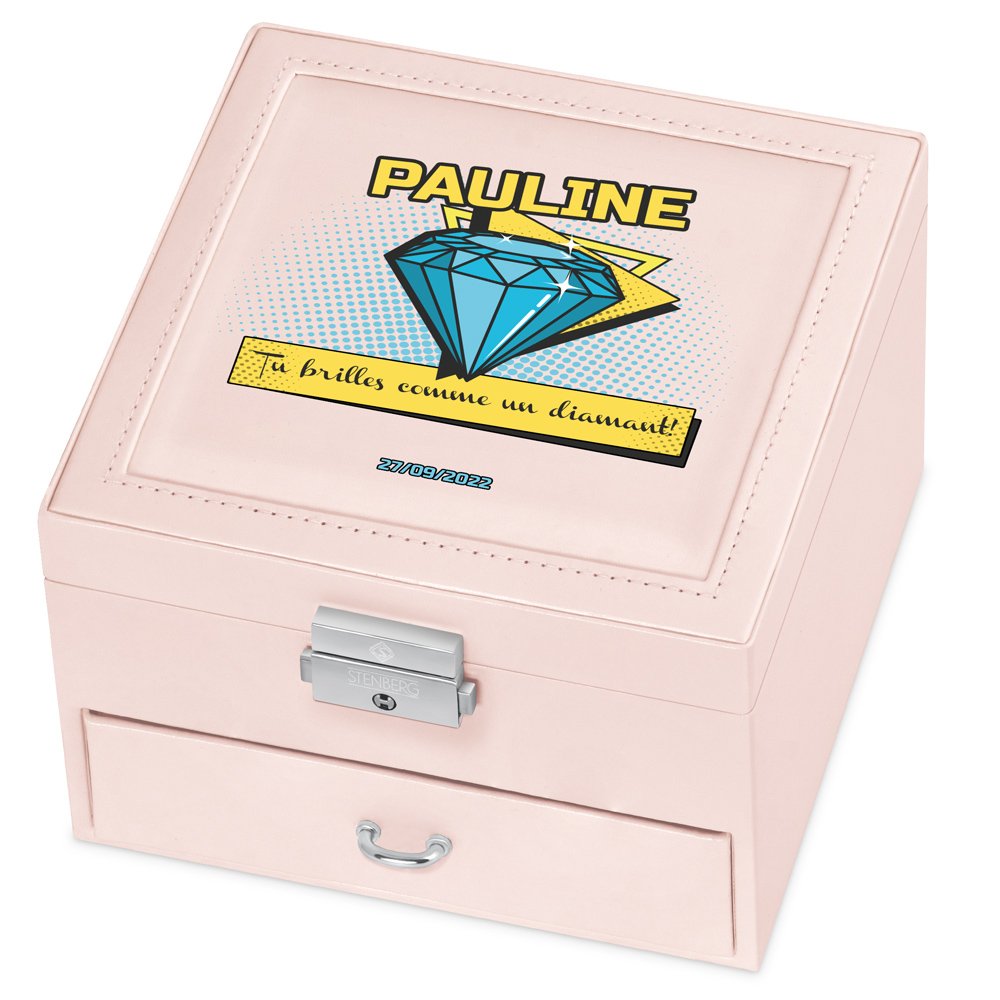 Caja de joyas rosa personalizada Murrano