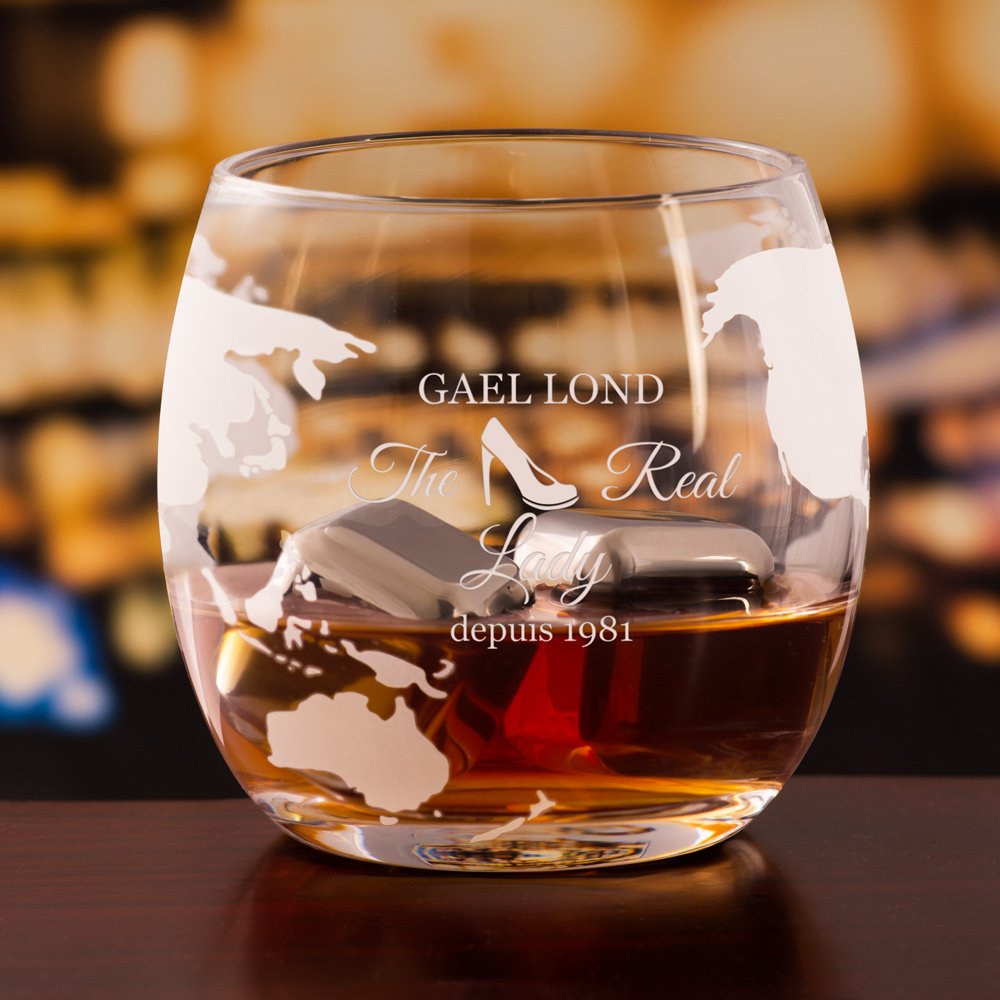 Set de cáfara de whisky Murrano The Real Lady con barco y 4 vasos grabados