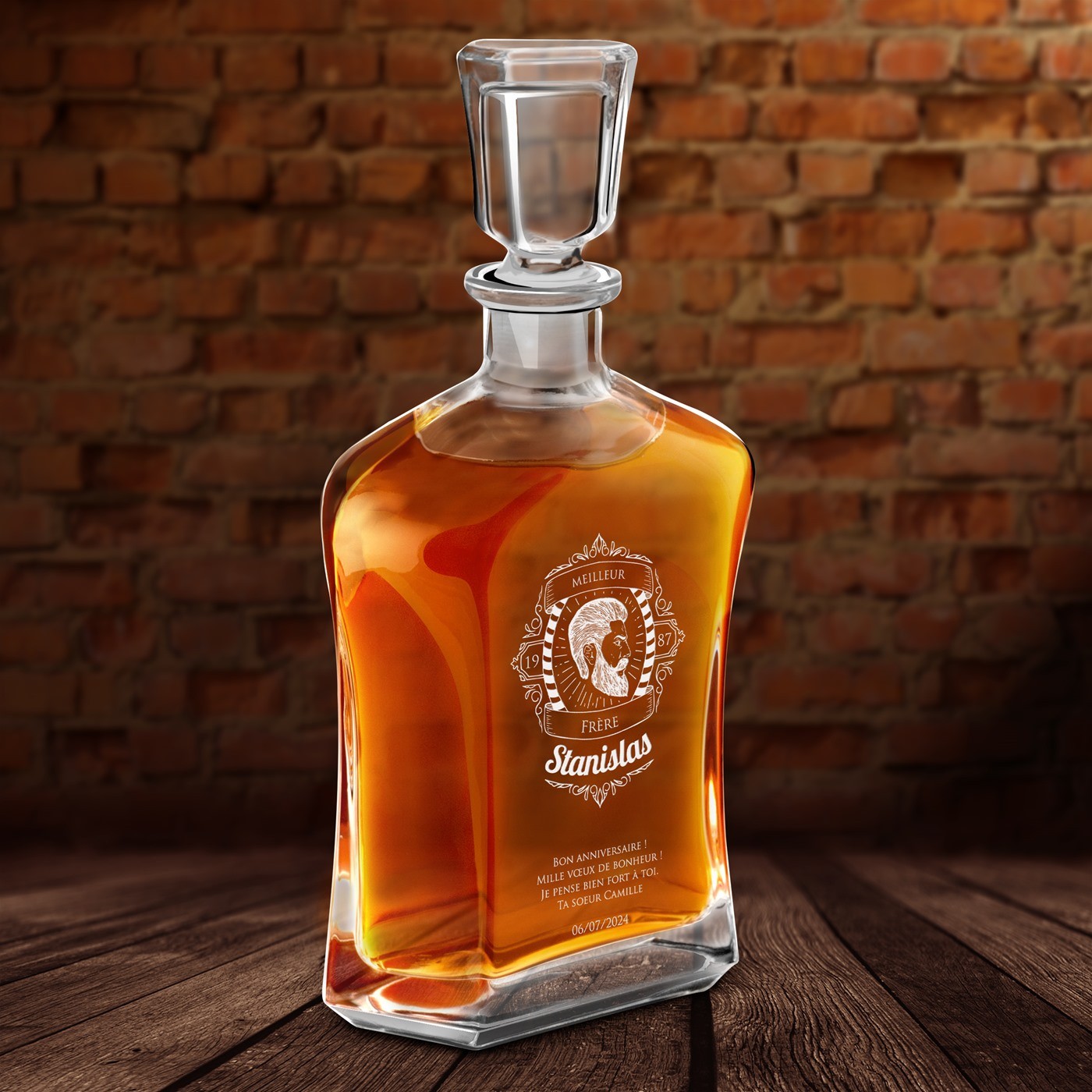 Decantador de whisky grabado Murrano
