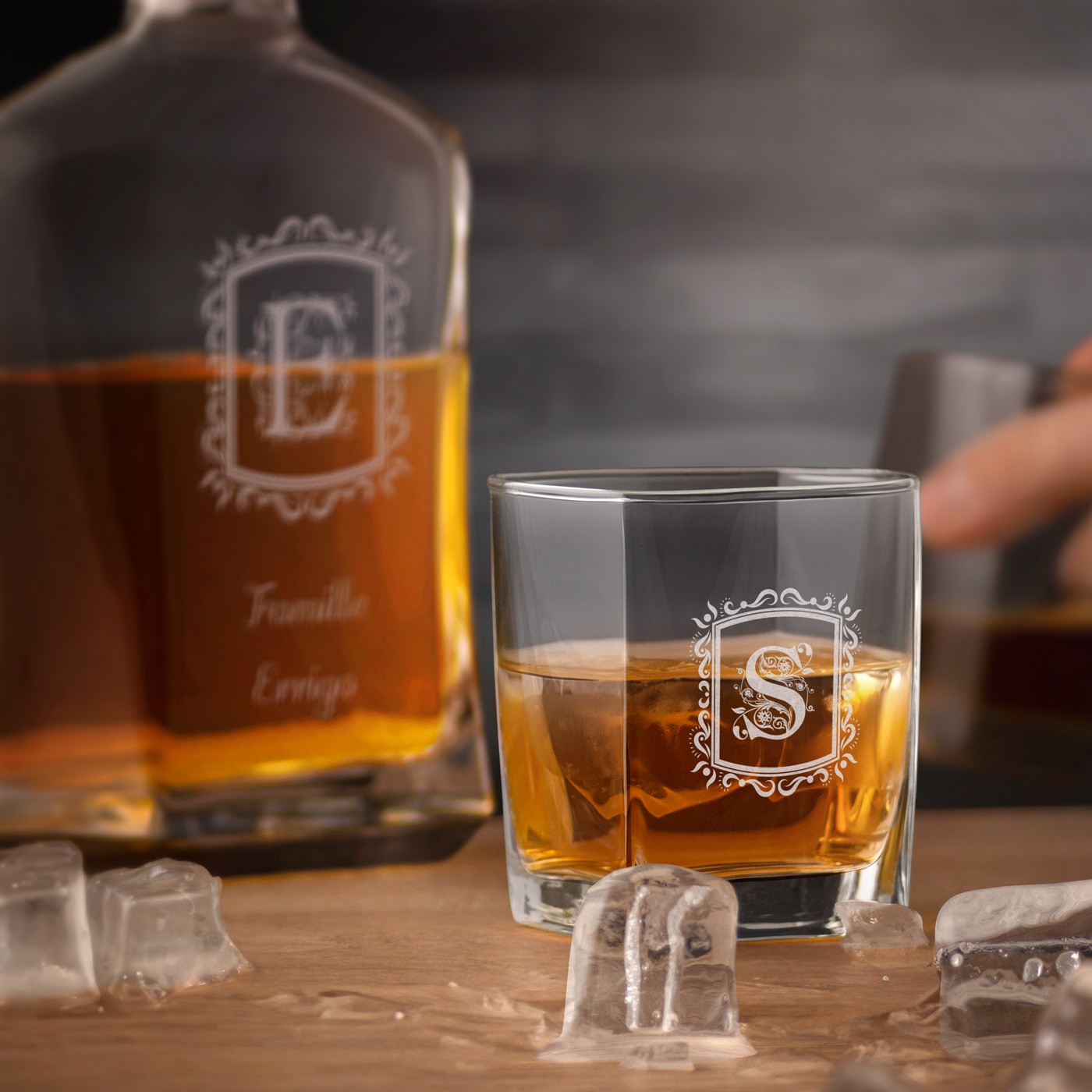 Decantador de whisky grabado Murrano