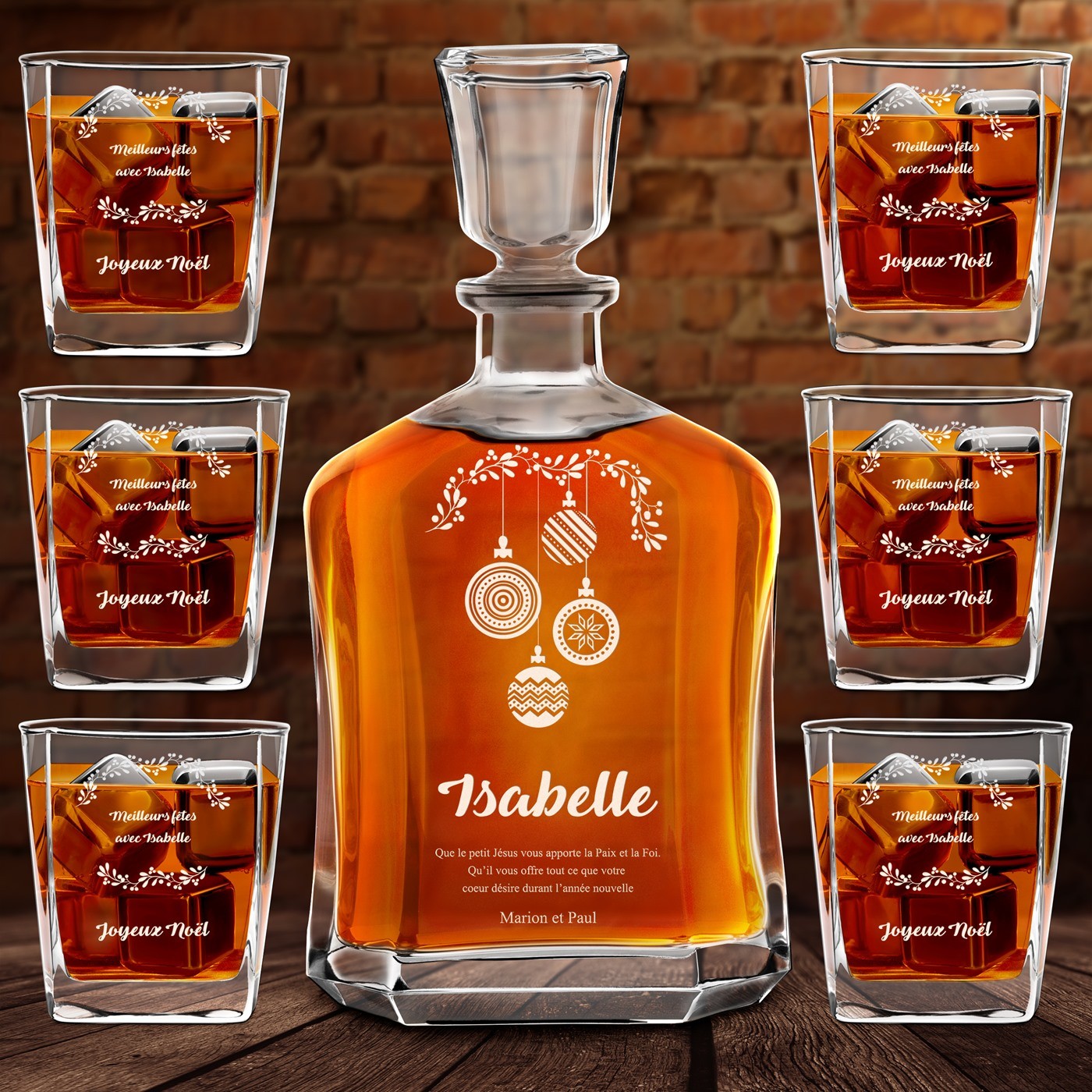Conjunto de vasos de whisky Murrano con grabado personalizado para mujer