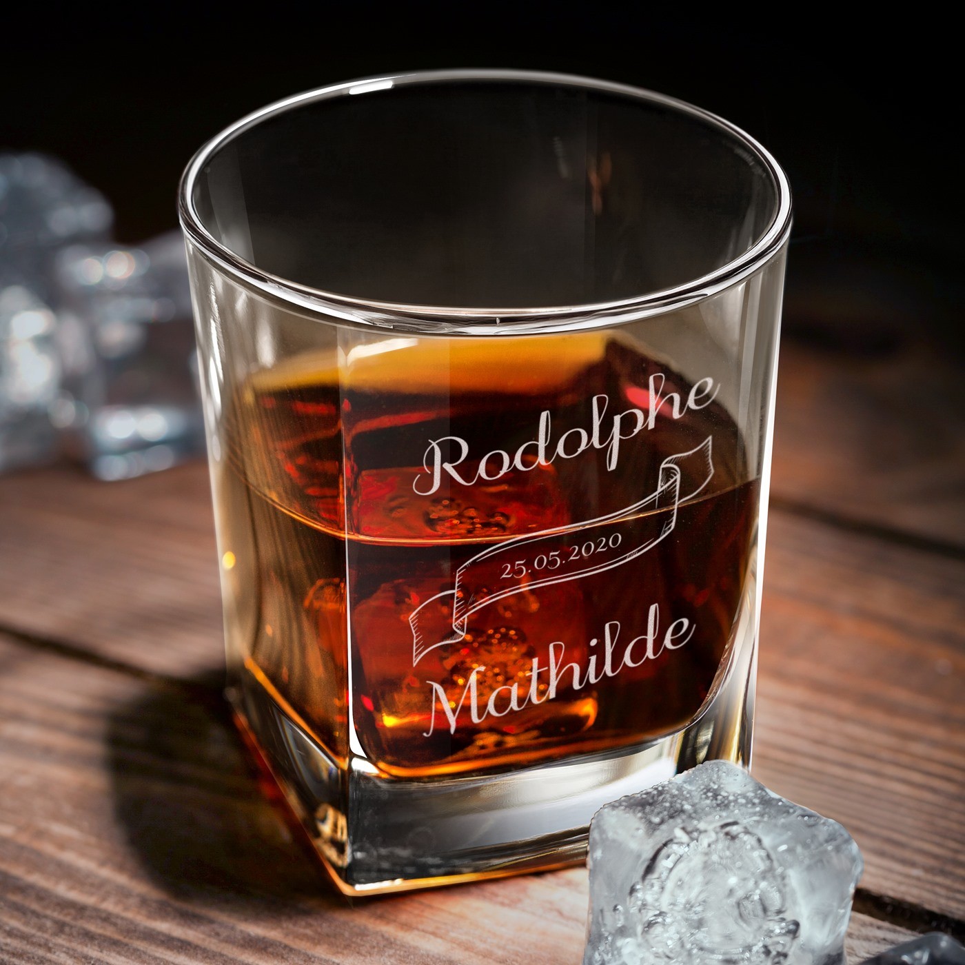 Set de decantador de whisky Murrano con 6 vasos y grabado láser para novios