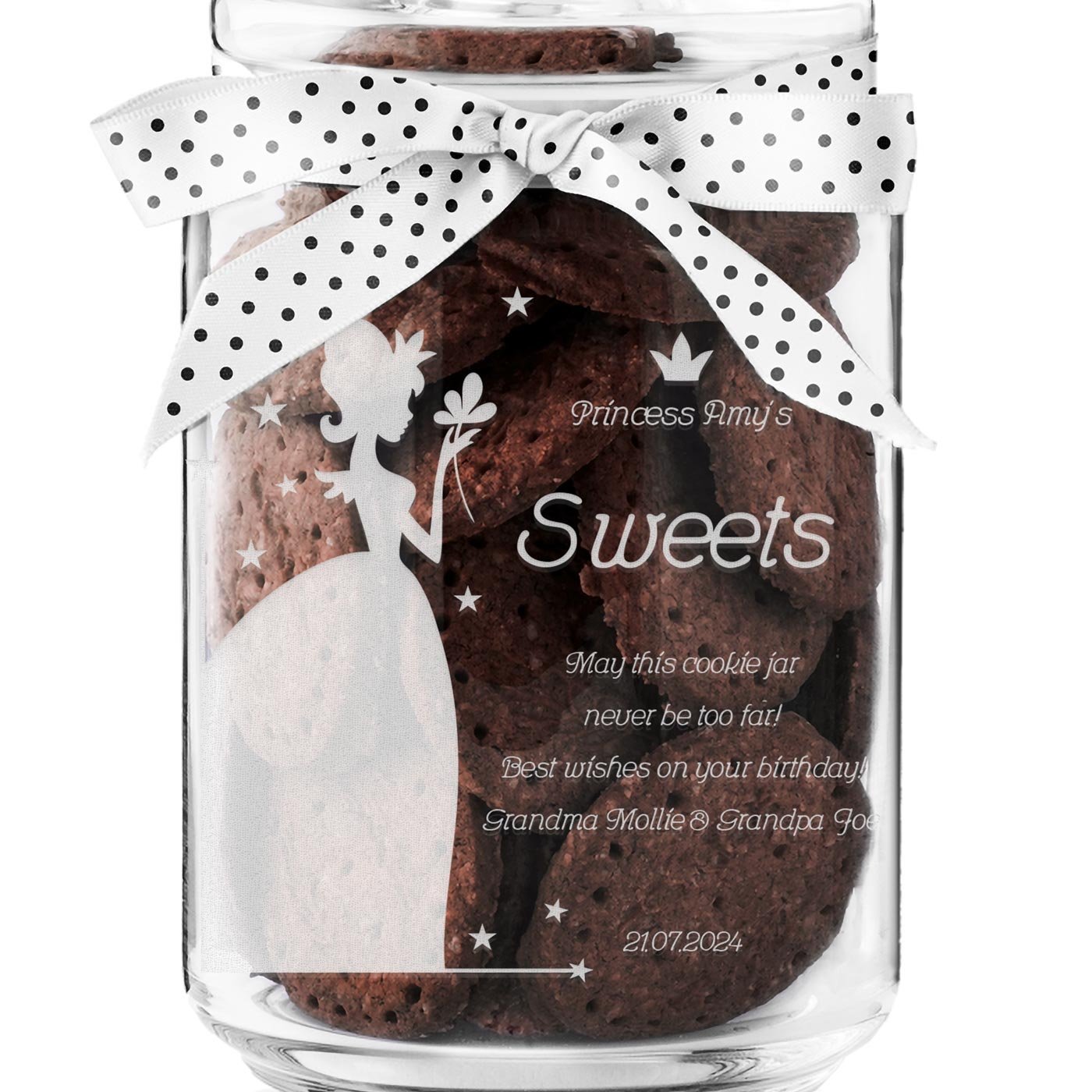 Murrano Glass Cookie Jar with Engraving for a Niece