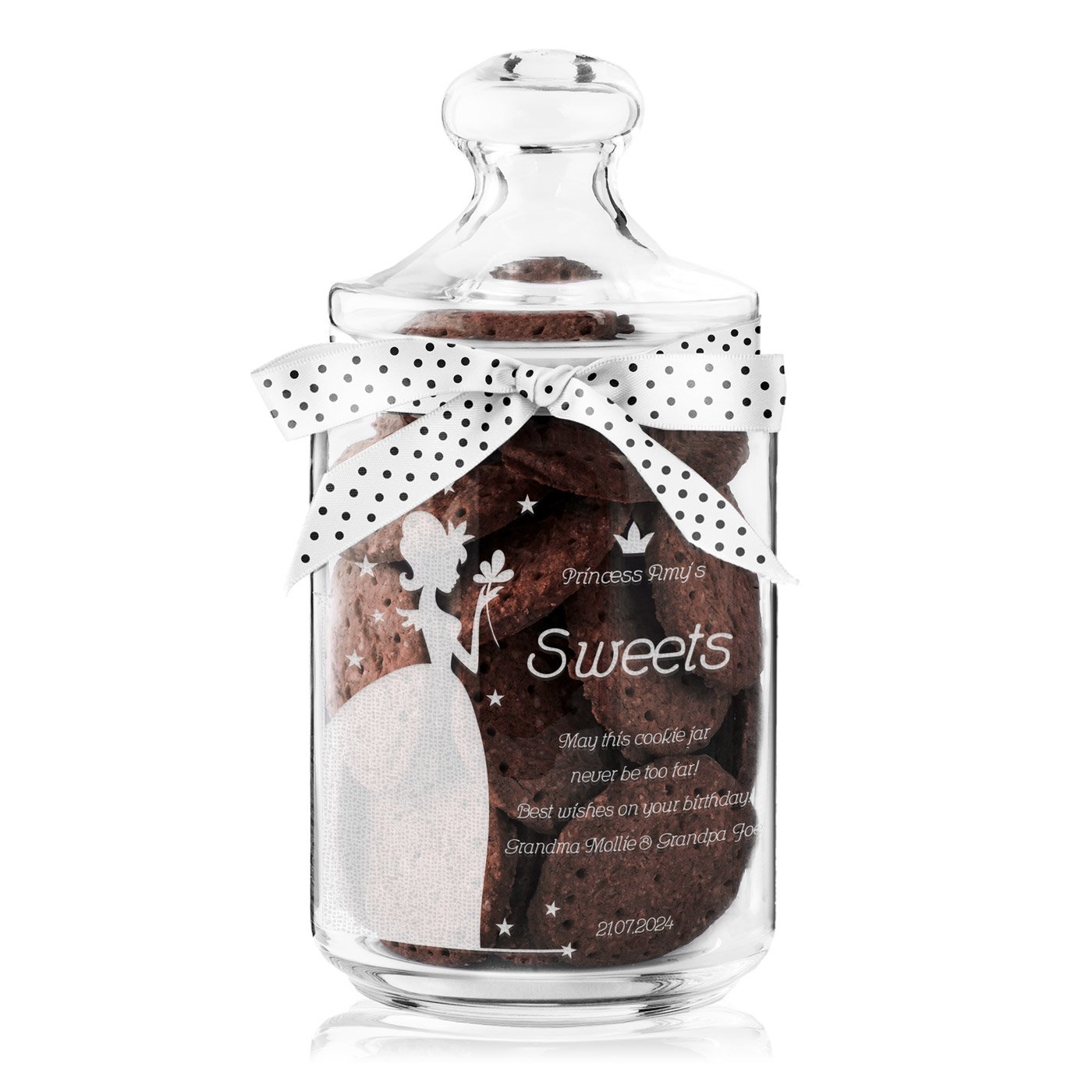 Murrano Glass Cookie Jar with Engraving for a Niece