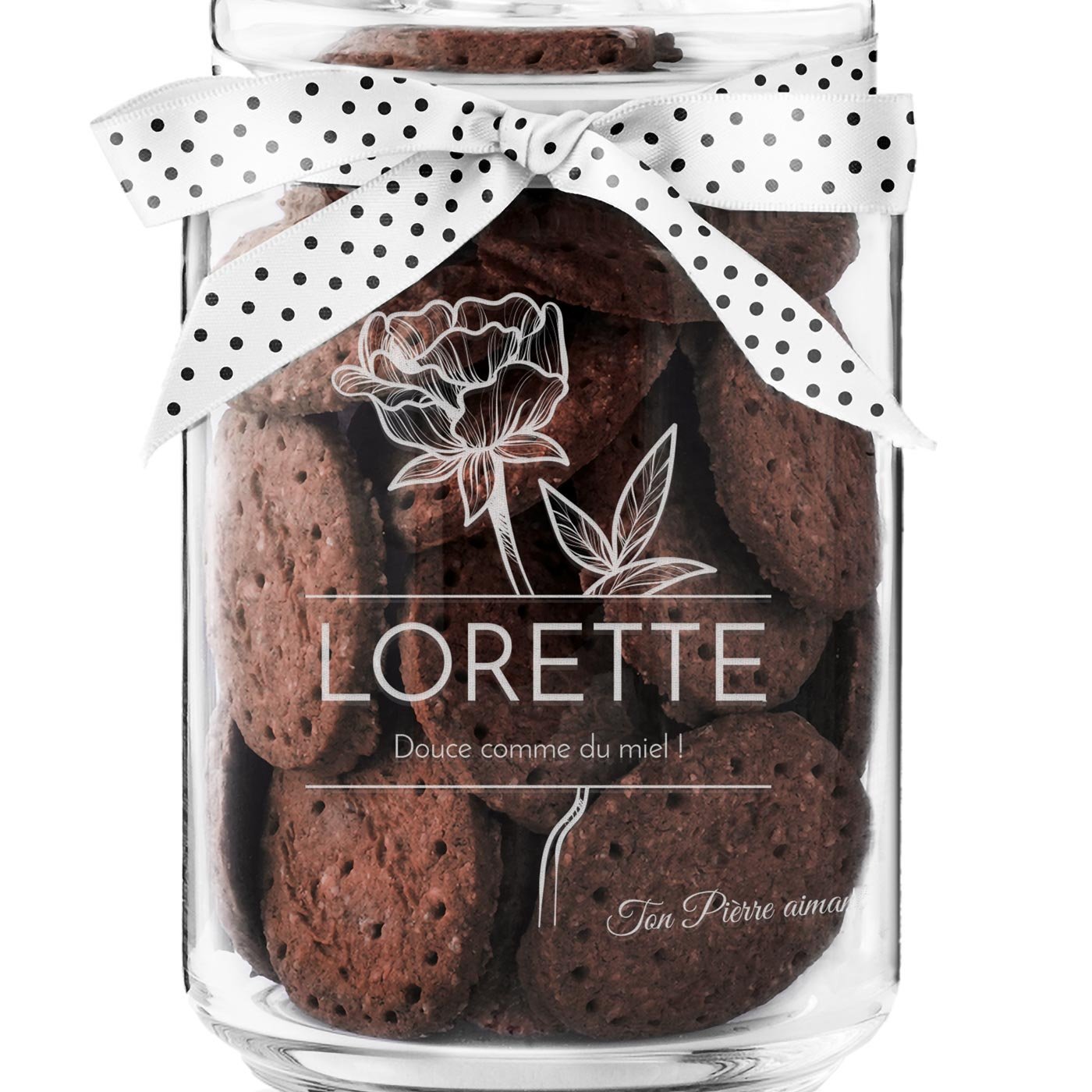 Pot à biscuits gravé Murrano pour la Saint-Valentin