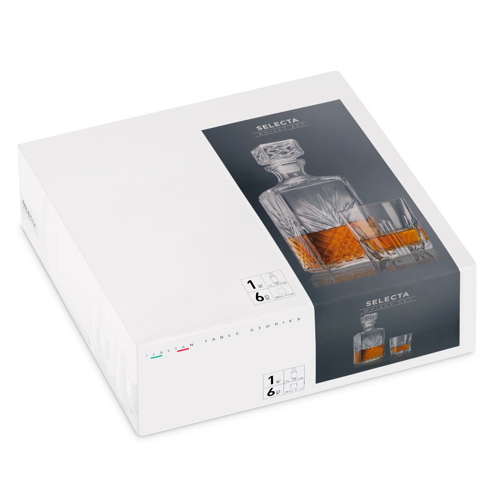 Decantador de whisky de cristal Murrano con 6 vasos personalizados