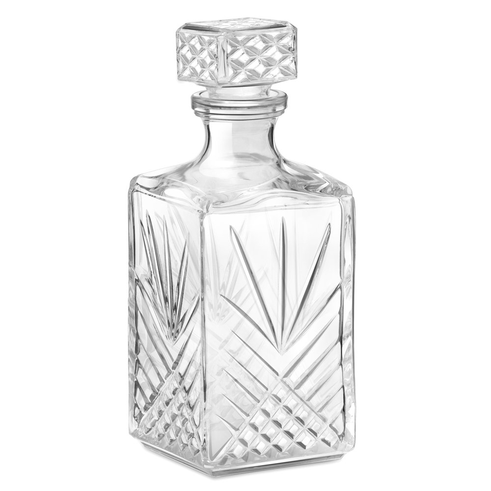 Decantador de whisky de cristal Murrano con vasos grabados láser (6) para el 25º aniversario de boda