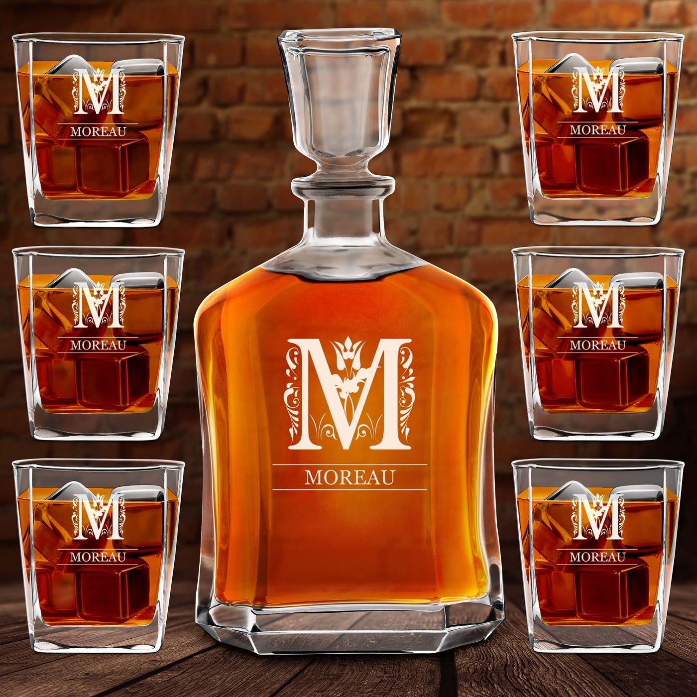Set de decantador de whisky y vasos con grabado láser para caballeros