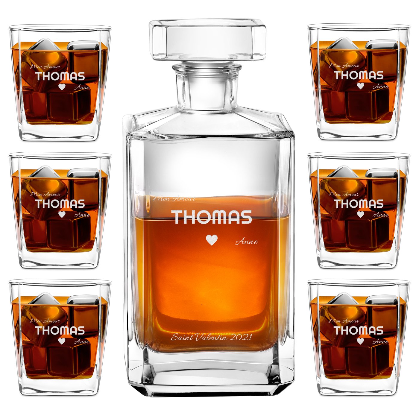 Set de decantador y vasos de whisky personalizado Murrano para hombres