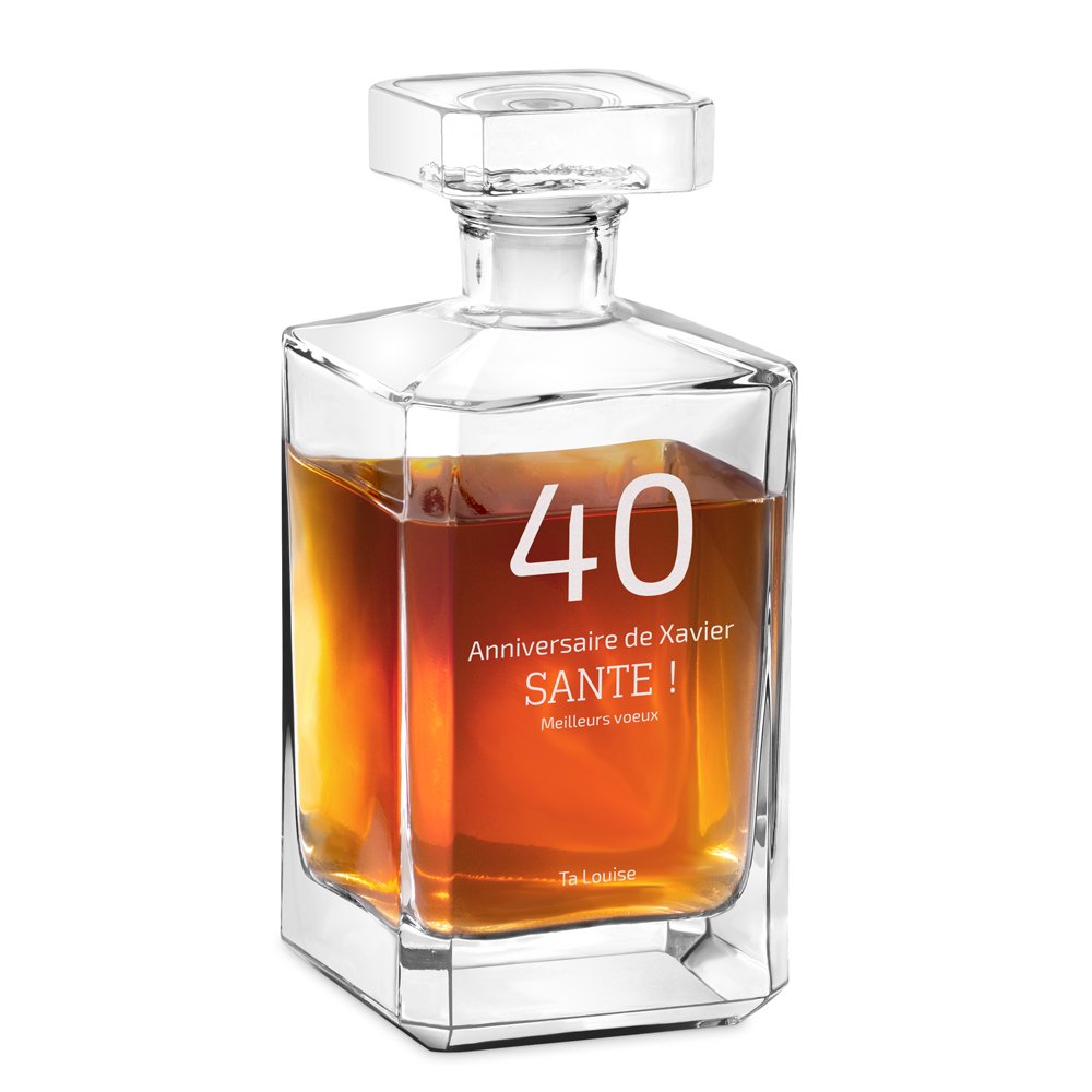 Decantador de bourbon para hombre con grabado láser de Murrano por su 40º cumpleaños