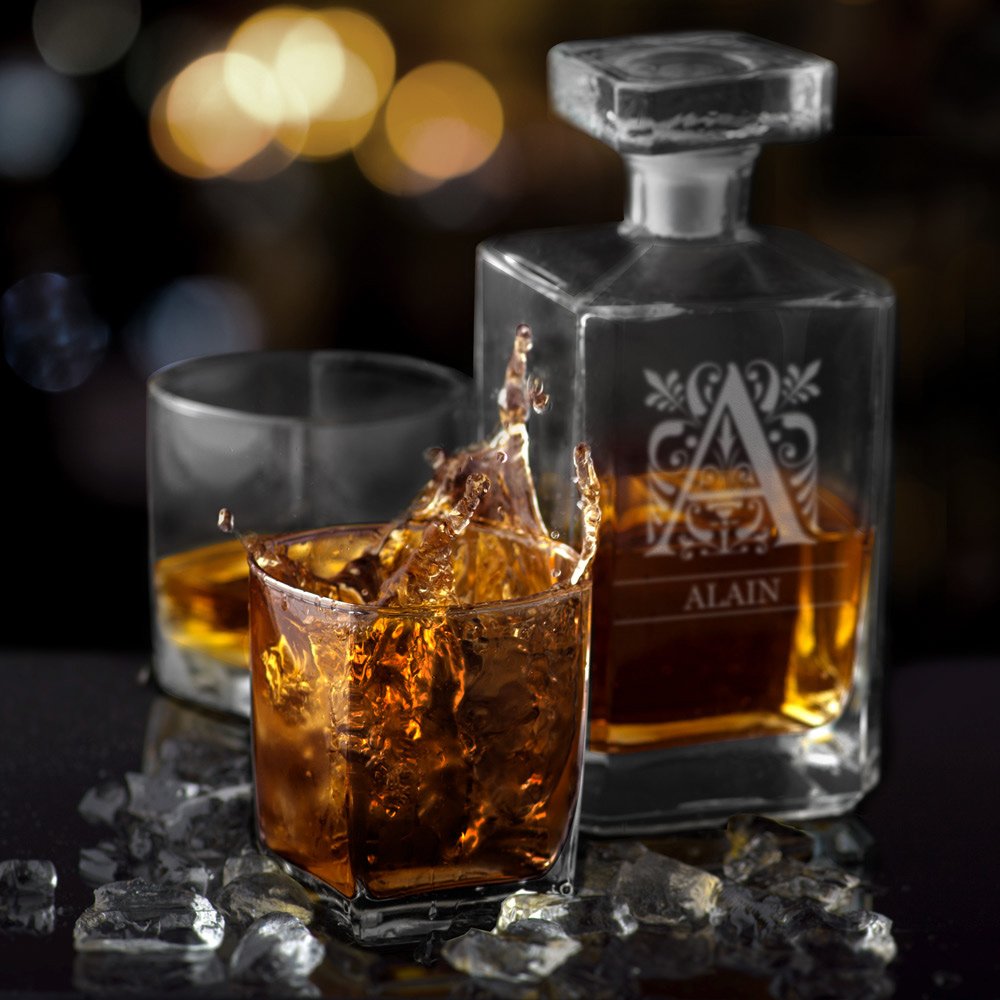 Decantador de bourbon para hombre con grabado láser de Murrano por su 40º cumpleaños