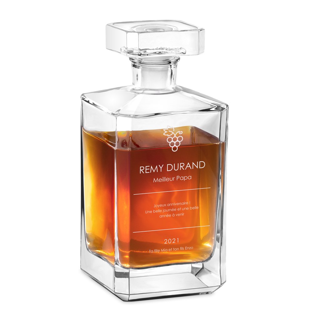 Decantador de whisky Bourbon Murrano con grabado para el aniversario de papá