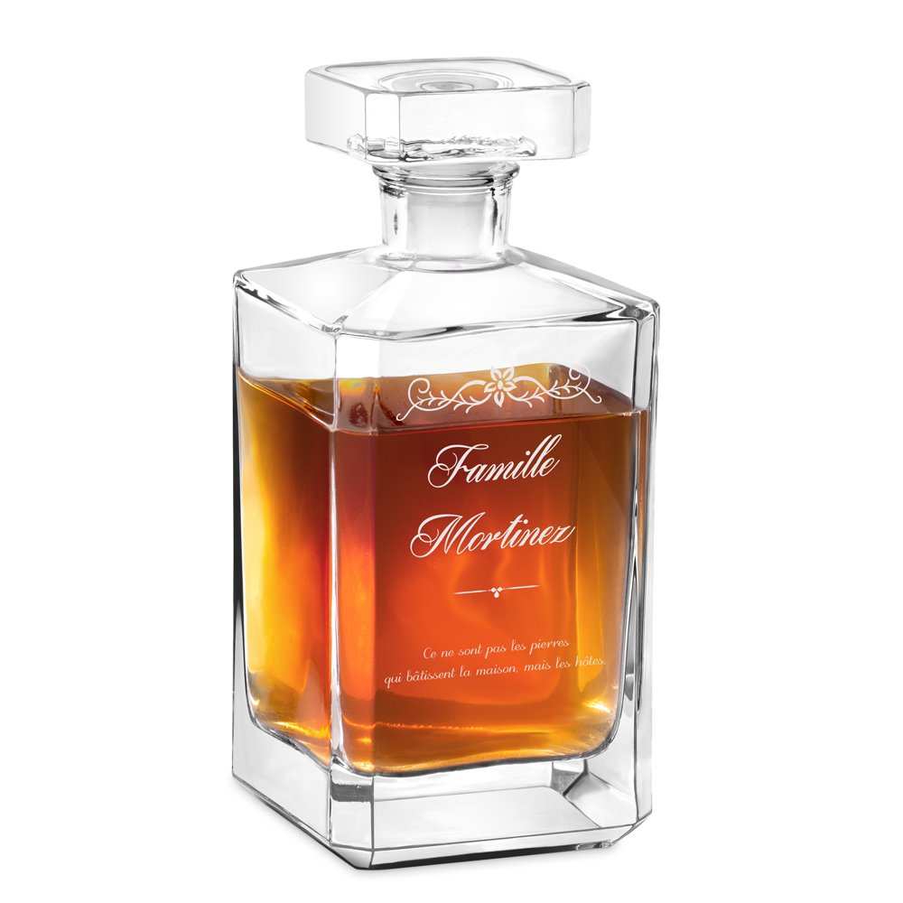 Decantador de whisky personalizado Murrano para pareja (Bourbon, Grabado)