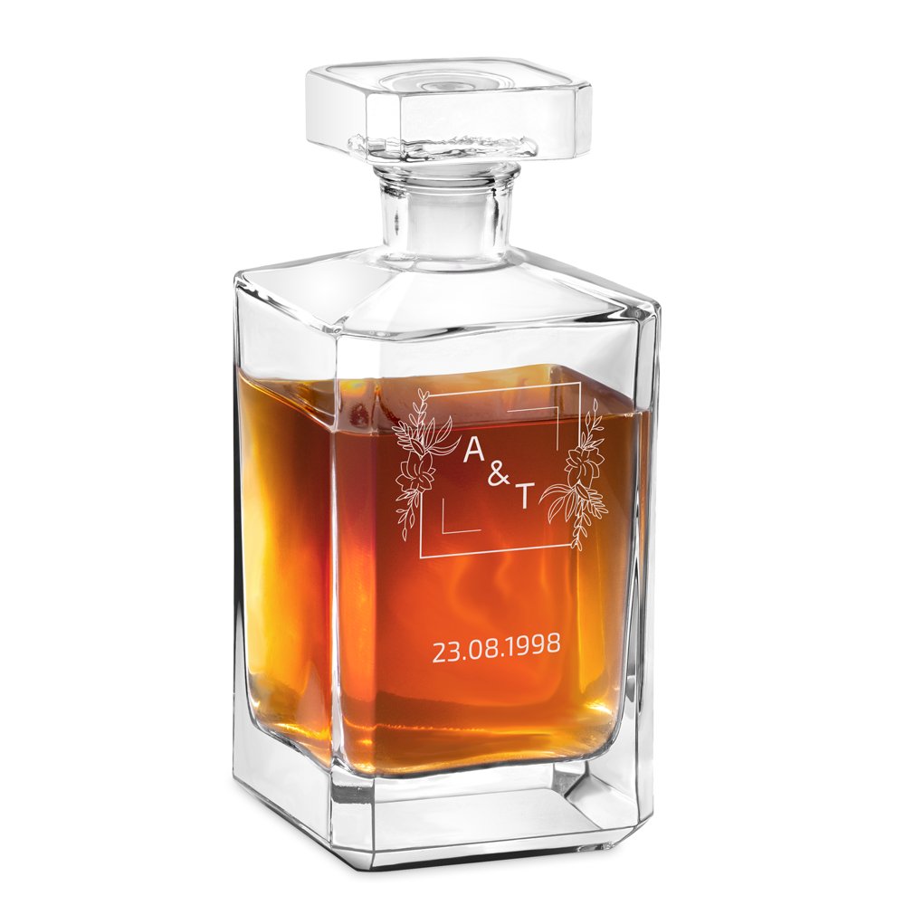 Decantador de whisky Bourbon Murrano con grabado láser para bodas o inauguraciones